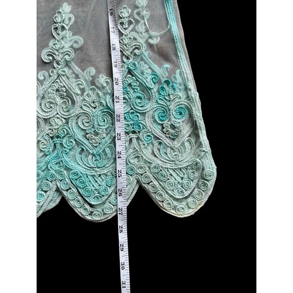 Cecico Women's Sheer Embroidered Turquoise Sleeveless Top - Picture 4 of 6